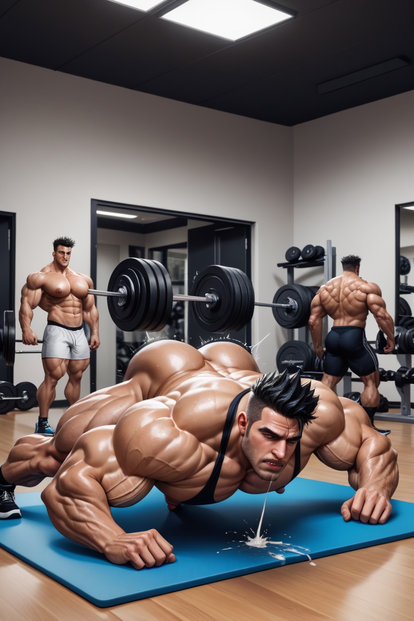 Big Nipples, Onlookers, Big Muscles ゲイAIポルノ