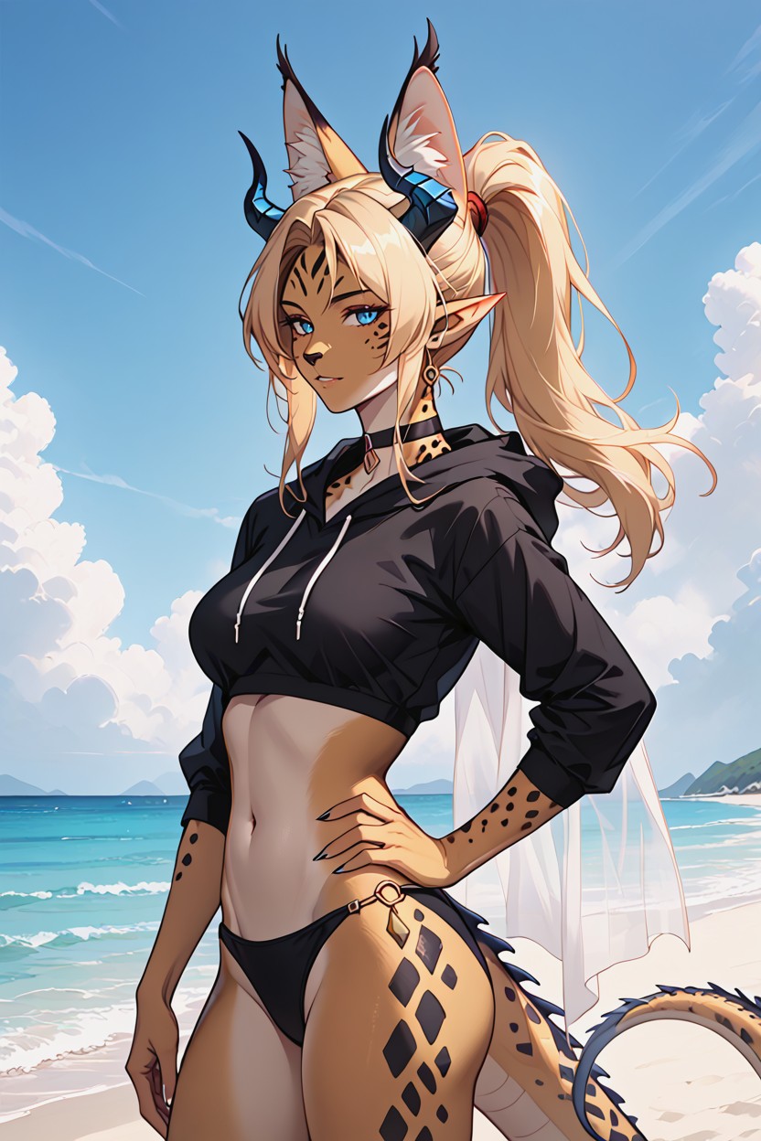 Soft Lighting, Feline Face, On Hoodie Furry AI Porn