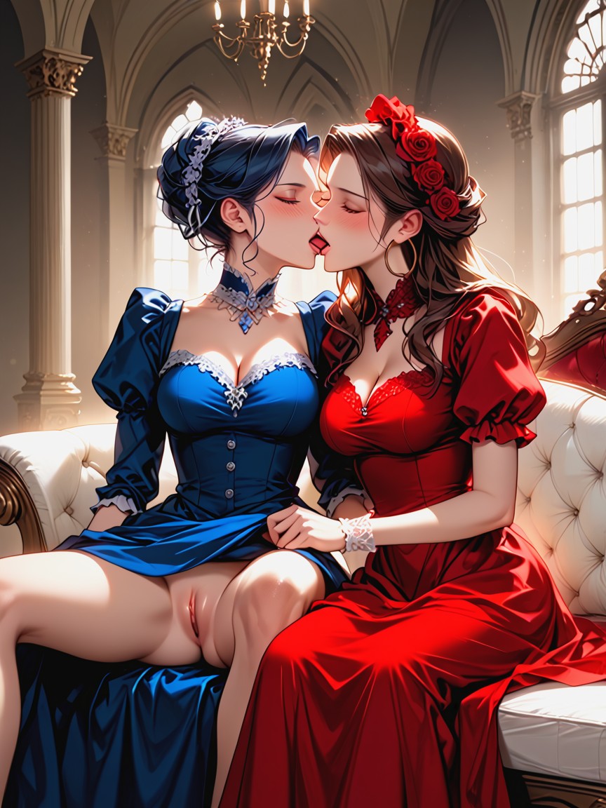 Big Hoop Dresses, Red Dress, Lace AI Porn