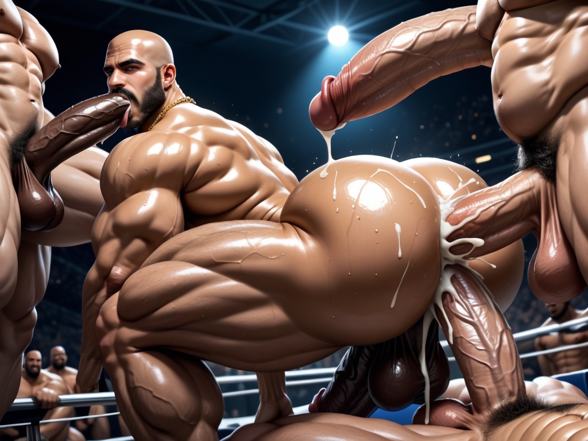 Tanned Skin, Mouth Agape, Debout Porno IA Gay