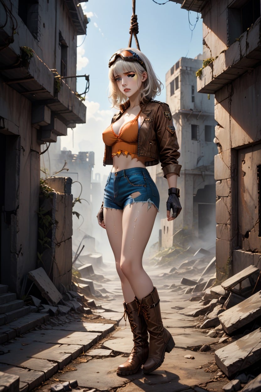 Thick Dust Gritty Atmosphere, Pilot Goggles On Forehead, Fully Restrained Hentai AI Porn
