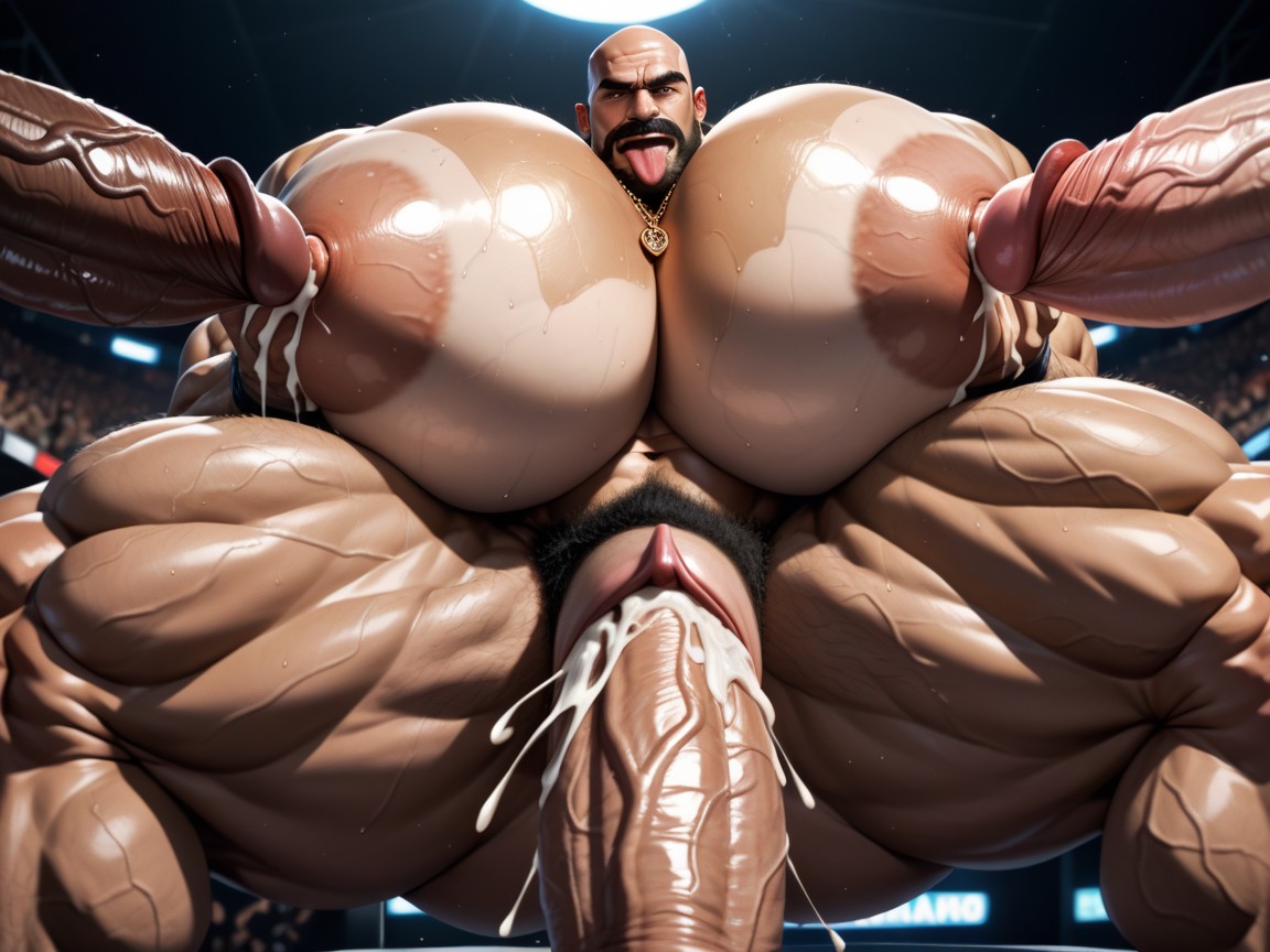Huge Hyper Cocks Pushing Up Hyper Boobs, Club, Big Pecs Porno IA Gay