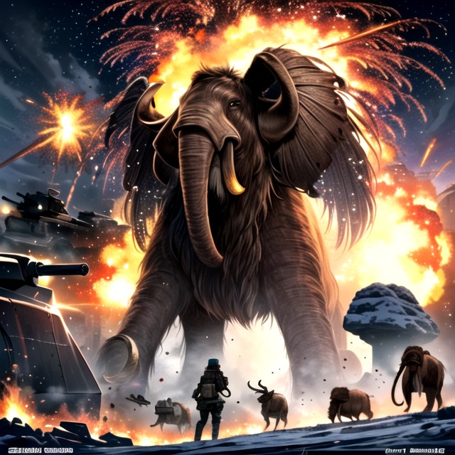 Panzers Coming At Mamoth, Panoramic View, View From Afar Hentai AI Porn