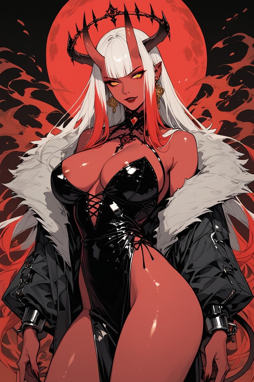 Royal Demon Woman, Hourglass, Golden Royal Necklace Hentai AI Porn