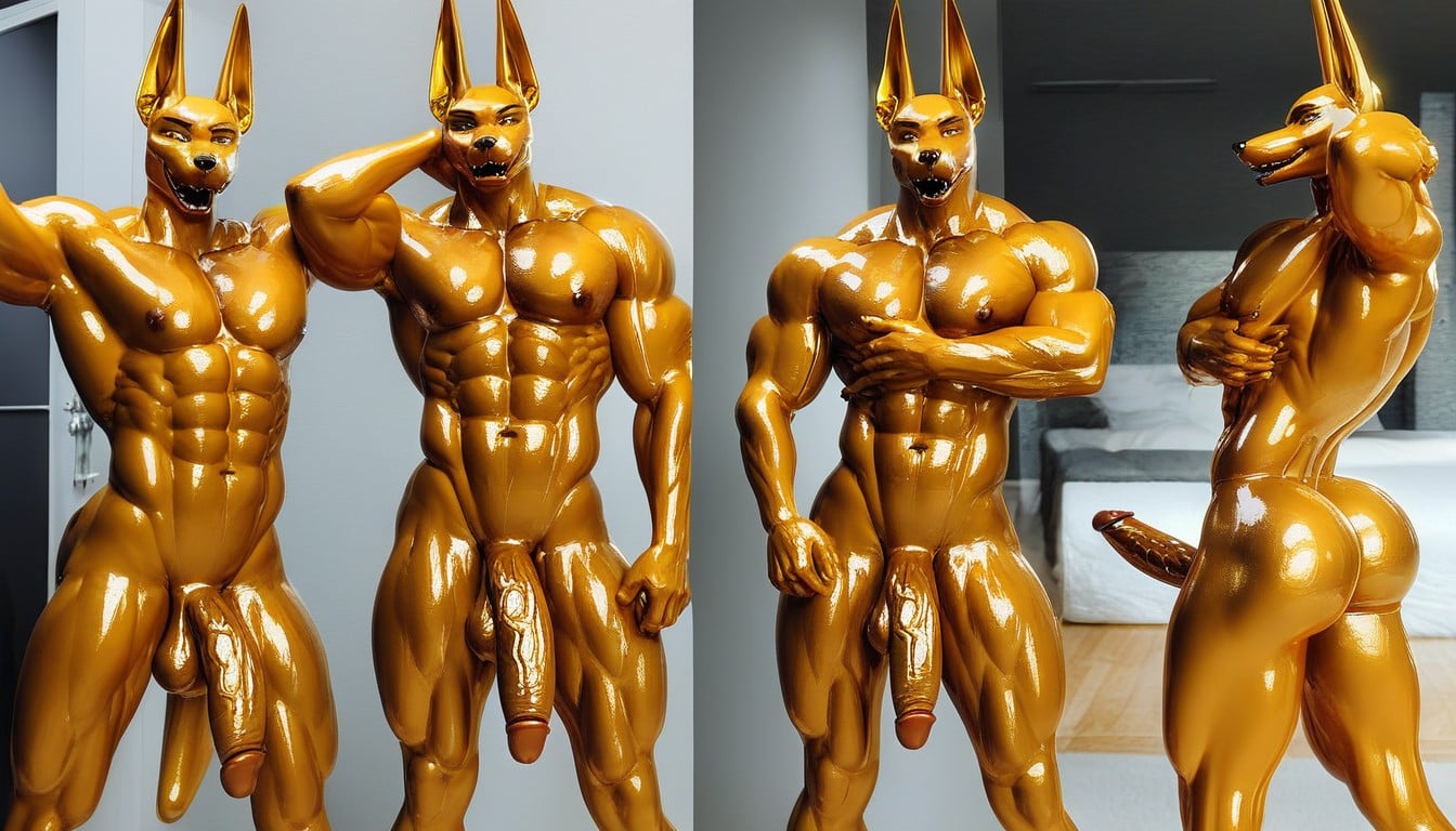 Veins Showing, Oiled Skin, Anubis Furry AI Porn