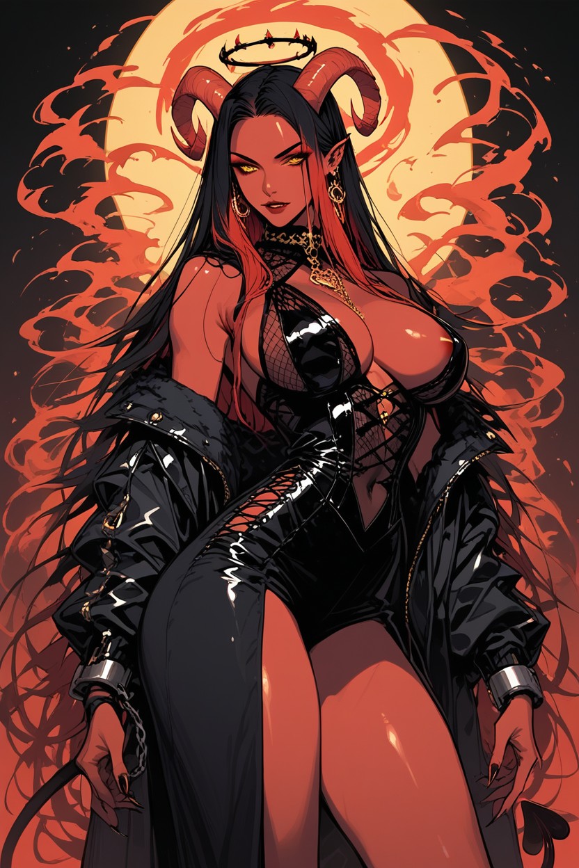 Red Hair Highlights, Súcubo, Pechos Grandes Hentai IA