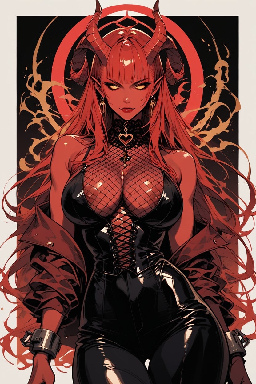 Demon Devil, Dynamic Pose, Black Jeans Hentai AI Porn
