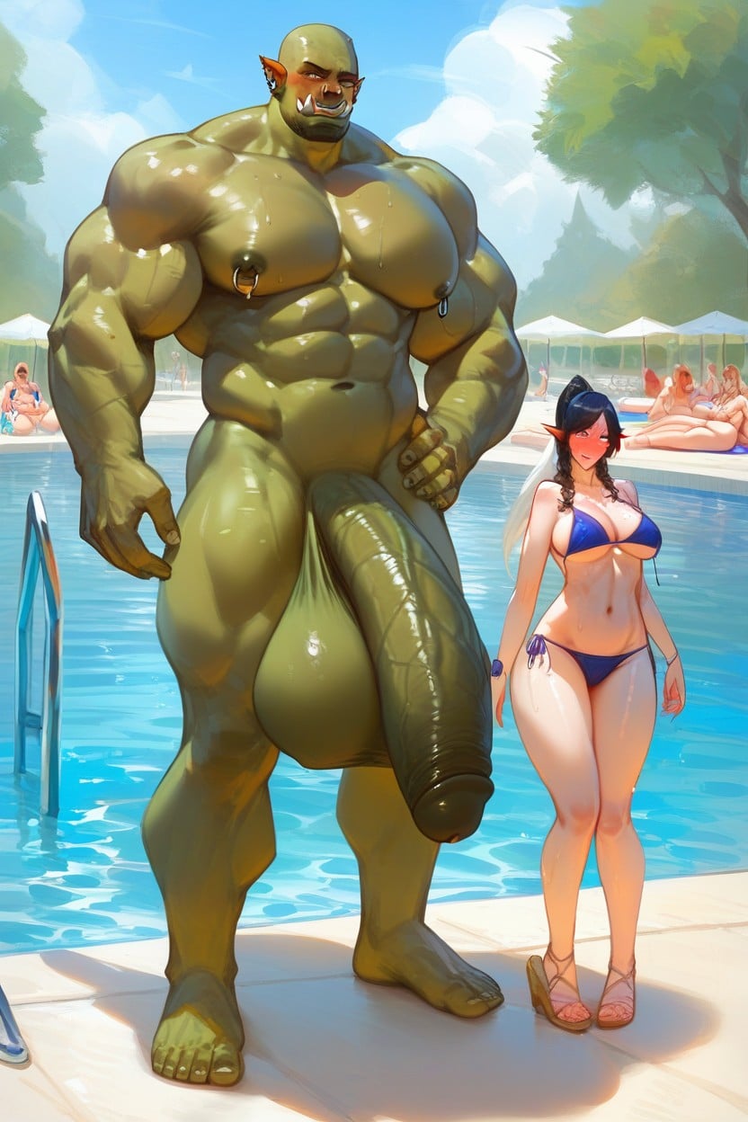Pool, Wardrobe Malfunction, Accidental Nudity Hentai AI Porn