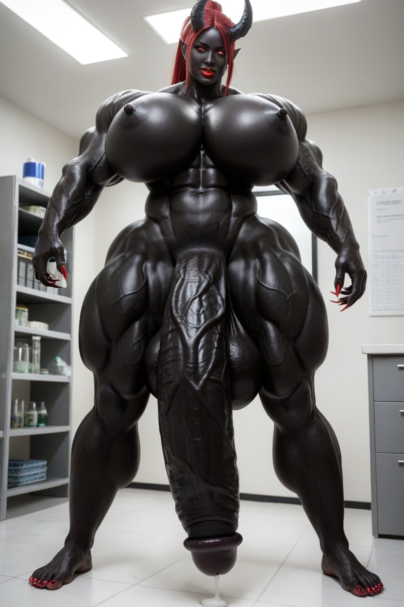 Full Body View, Head Touching The Ceiling, Gigantic Flaccid Black Cock Porno IA transsexuelle