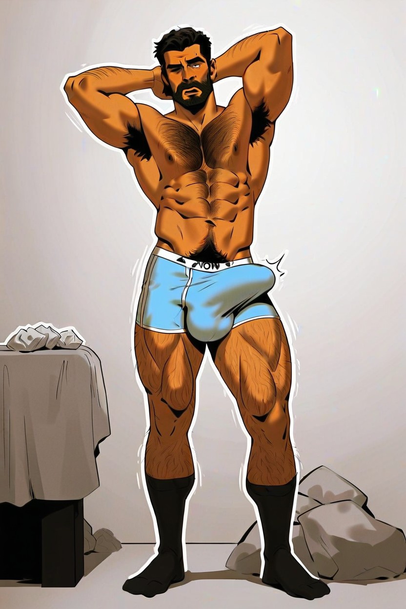 Tanned Body, Light Blue Underwear, Vet Hard Penis Porno IA Gay