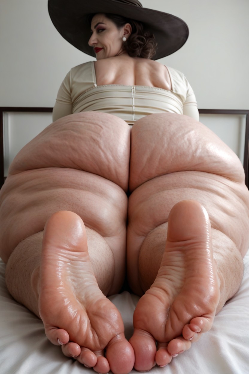 Hyper Hairy Ass, Back Rolls, Toes Spread MILF AI Porn