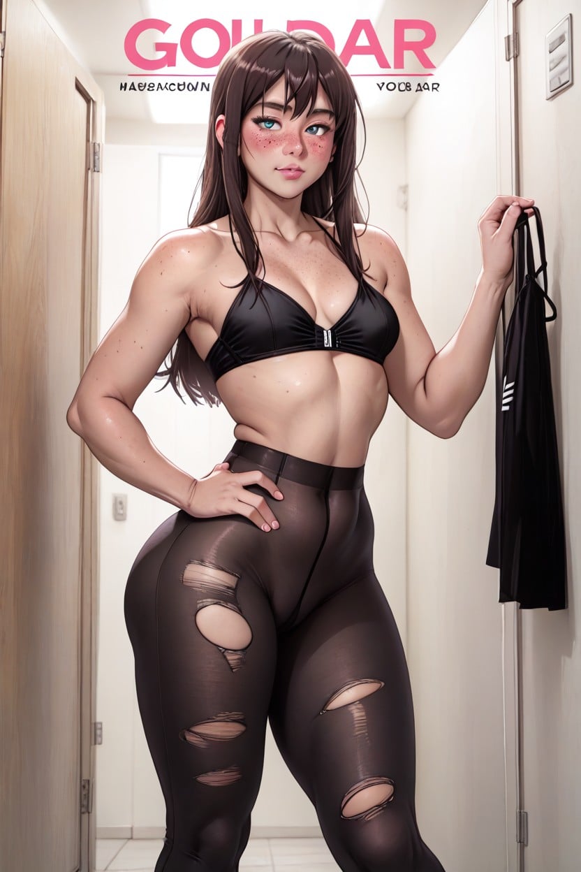 Saggy Breasts, Black Skirt And Torn Pantyhose On The Butt, Hyper Huge Upper Glutes AI Porn