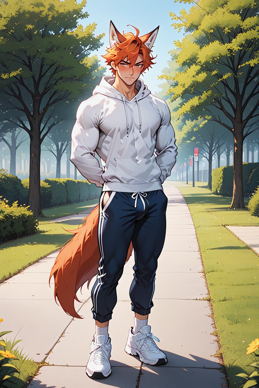 Giving Him A Wild And Rebellious Appearance He Has Large, 진저색, Fluffy 게이 AI 포르노