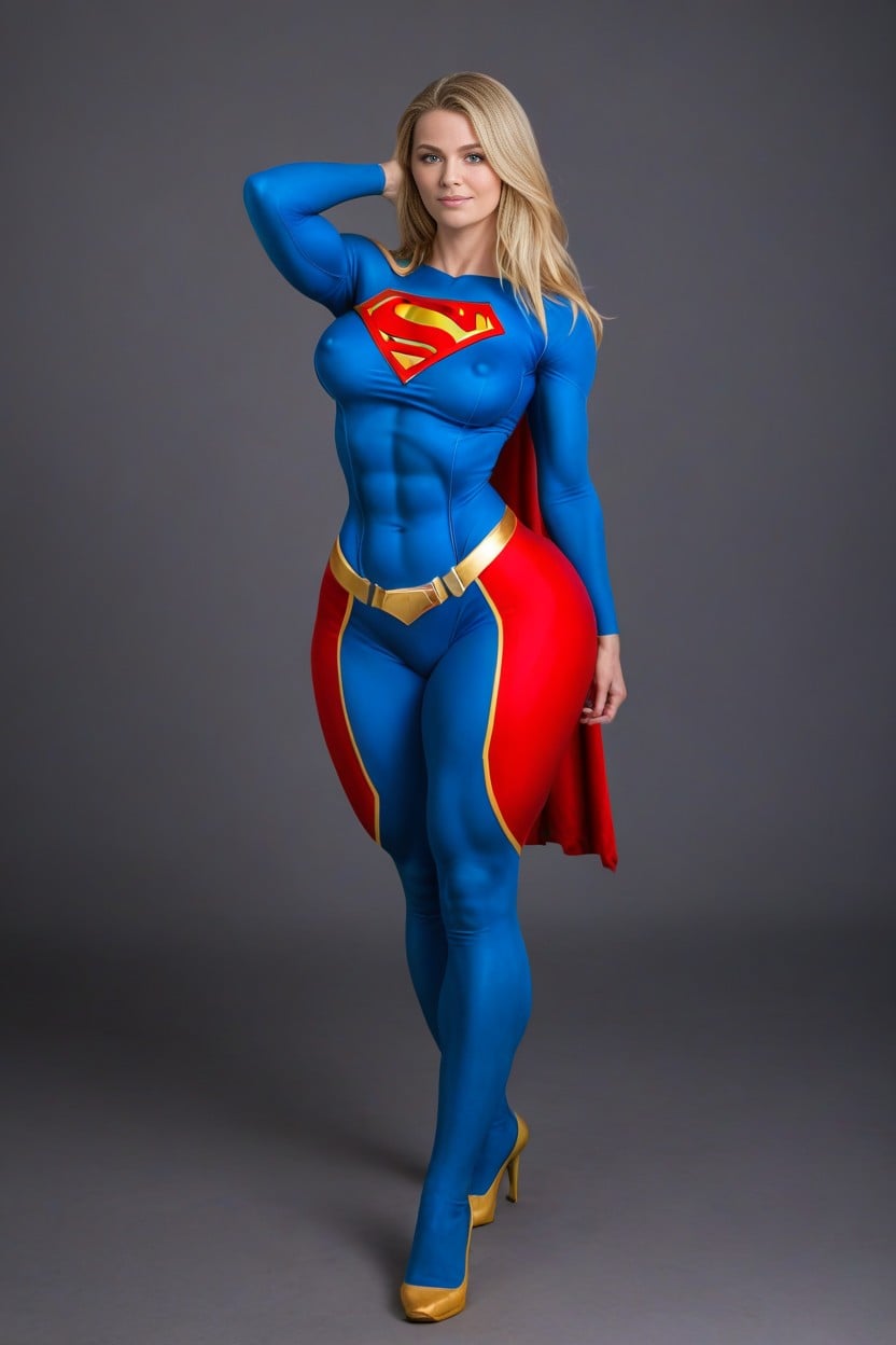 Extremely Body, Skin Tight Supergirl Costume, Infinite Amount Of Abs AI Porn