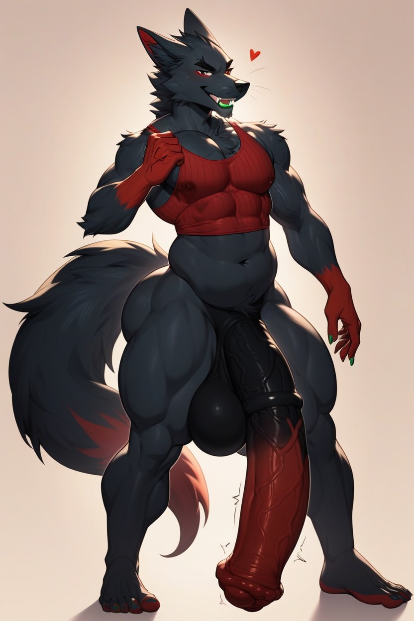 Thick Thighs With Veins, Wide Hips, Green Nails Furry IA
