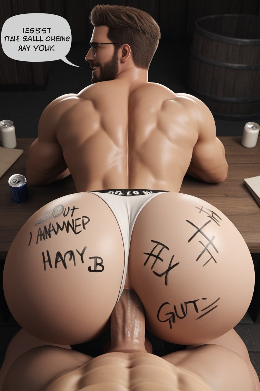 Dominant Bottom, College, Écriture Sur Le Corps Porno IA Gay