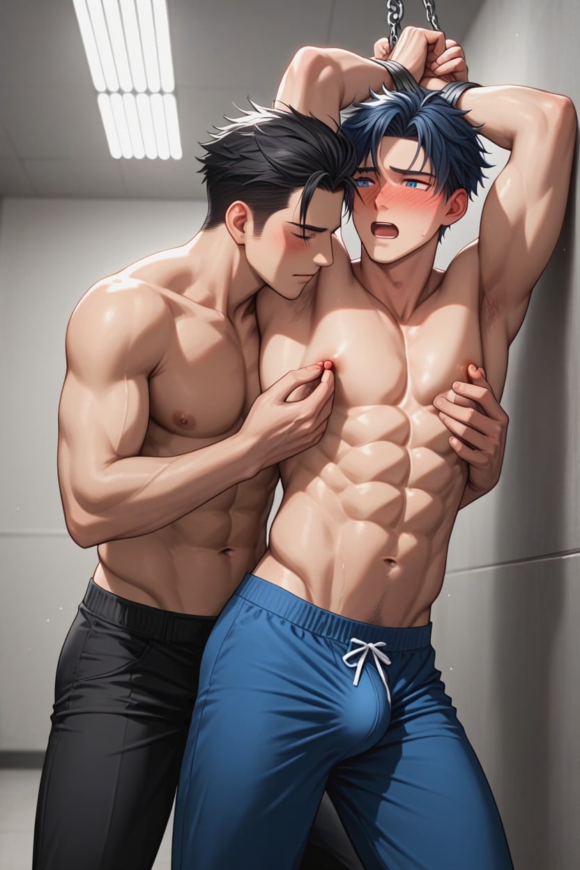 In Prison, Nipple Massage, Anime-like Hair Style Porno IA Gay