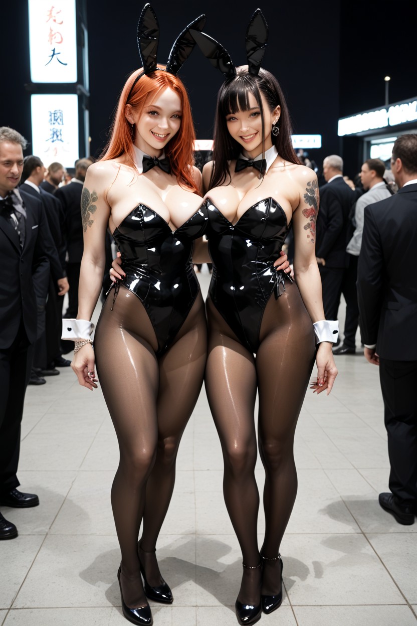 Two Women, Show Off Nipple, Breast Cutout Hentai AI Porn