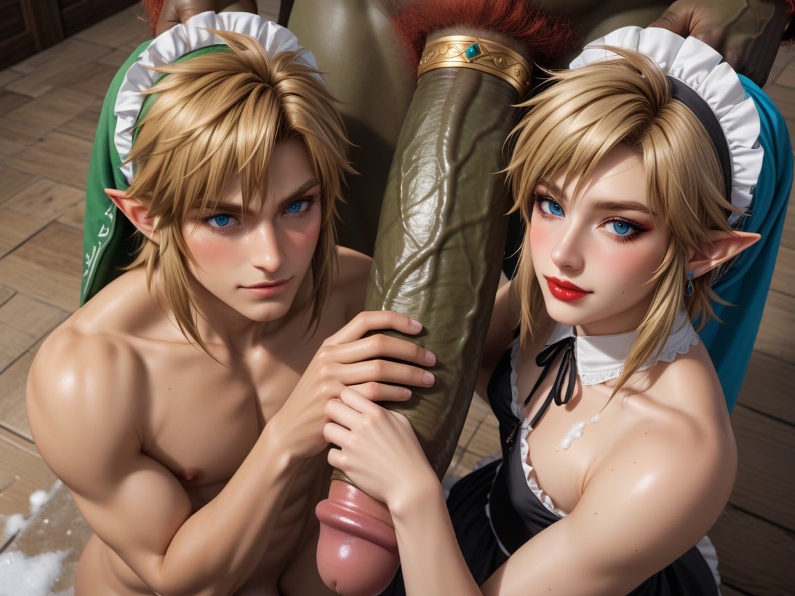 Many People Around, Link From Breath Of The Wild, Naked Butt Hentai AI Porn