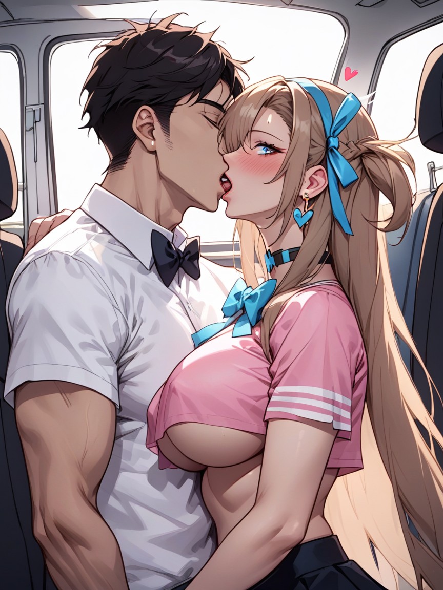Kiss Her Behind, Heart Earrings, Underboob Hentai AI Porn