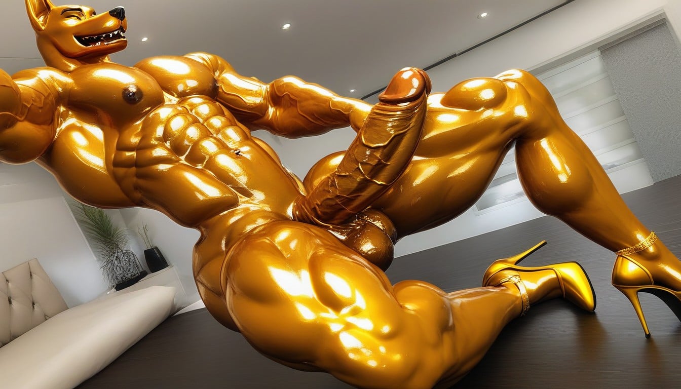 Latex, Muscular Legs, Oiled Skin Furry AI Porn