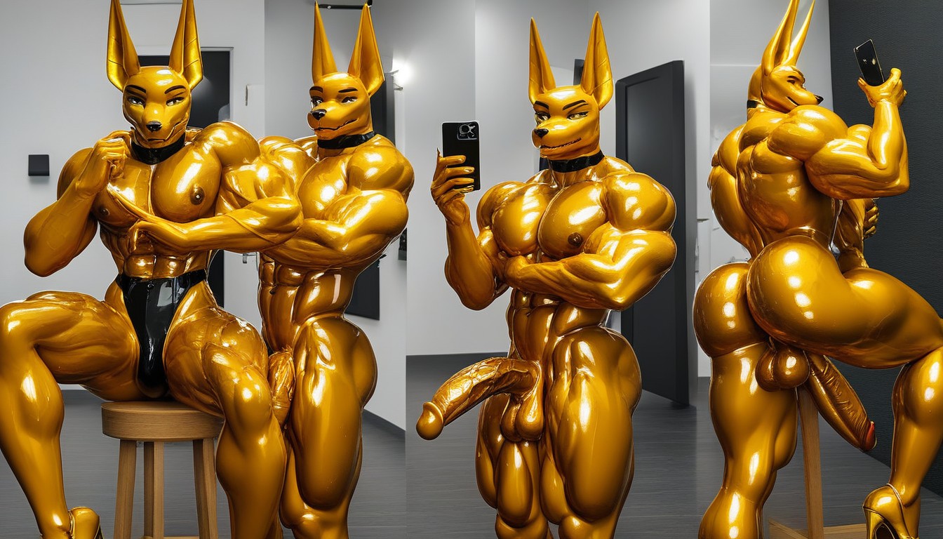 Showing Ass, Oiled Skin, Oiled Skin ファーリーAIポルノ