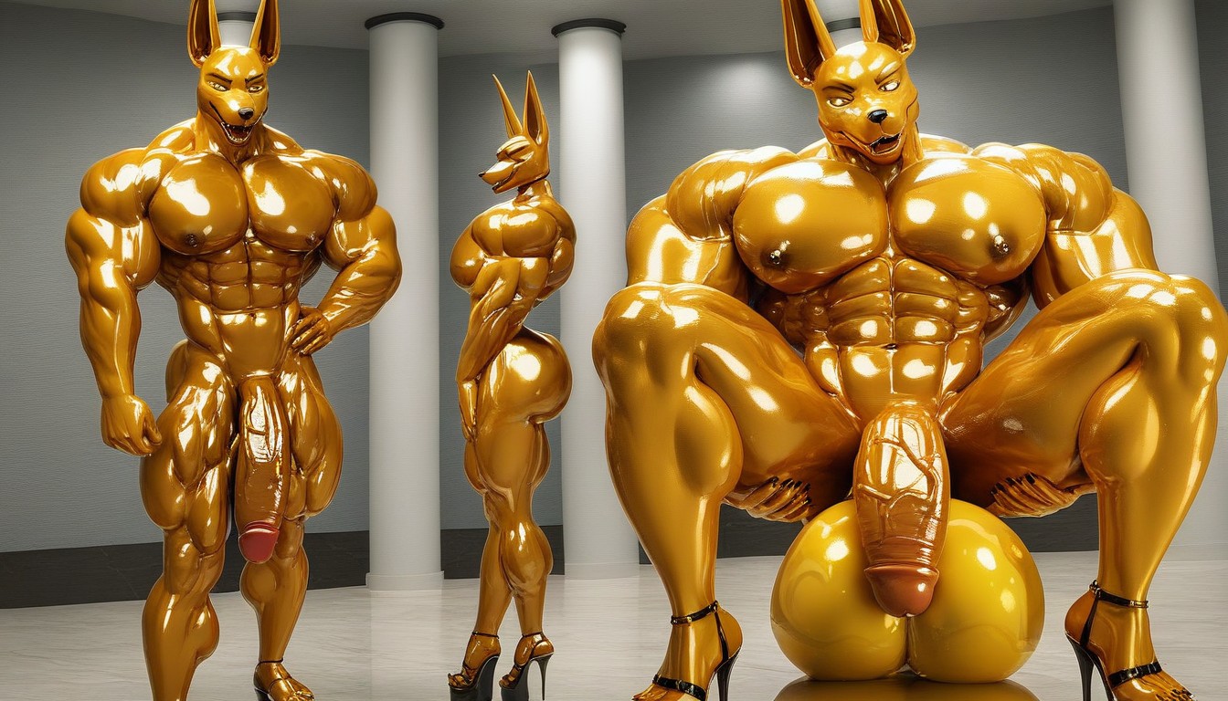 Sweaty, Silver, Muscular Pornografia peluda com IA