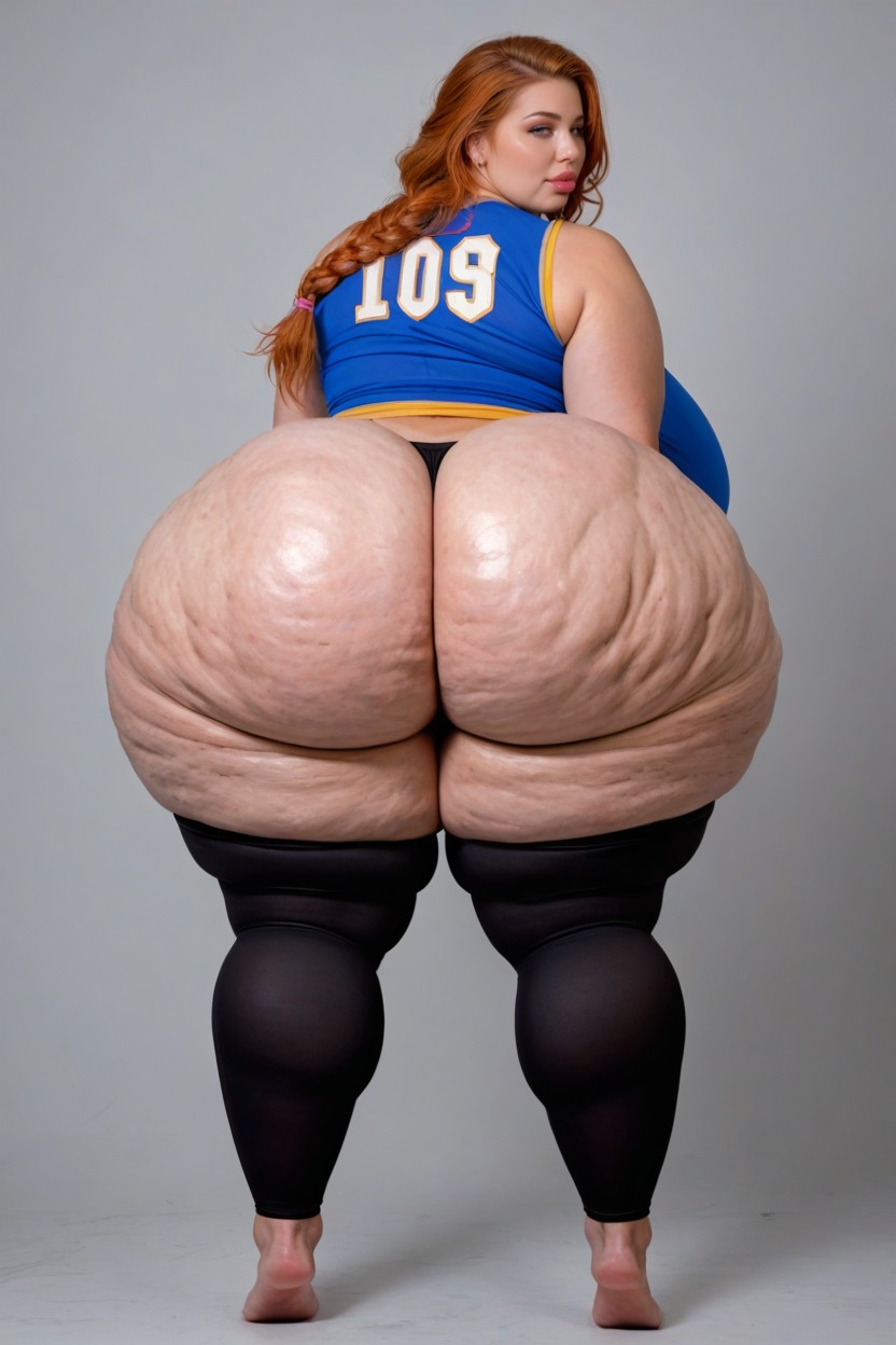 Exaggerated Deep Ass Crack, Cellulite Thighs, Volutuous Hyper Milf BBW AI Porn
