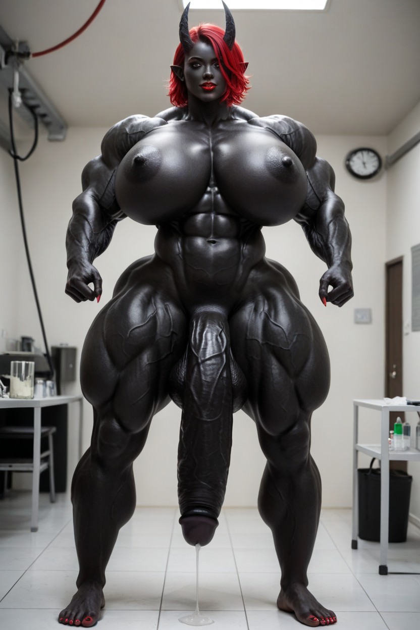 Abs, Big Oni Horns, Gigantic Muscle Delts Shemale AI Porn