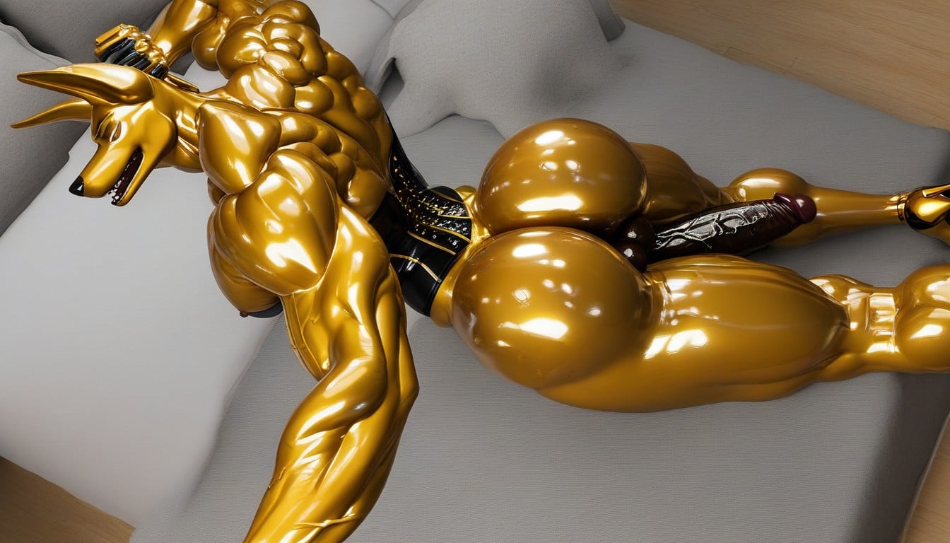 Showing Penis, Oiled, Anubis Furry AI Porn