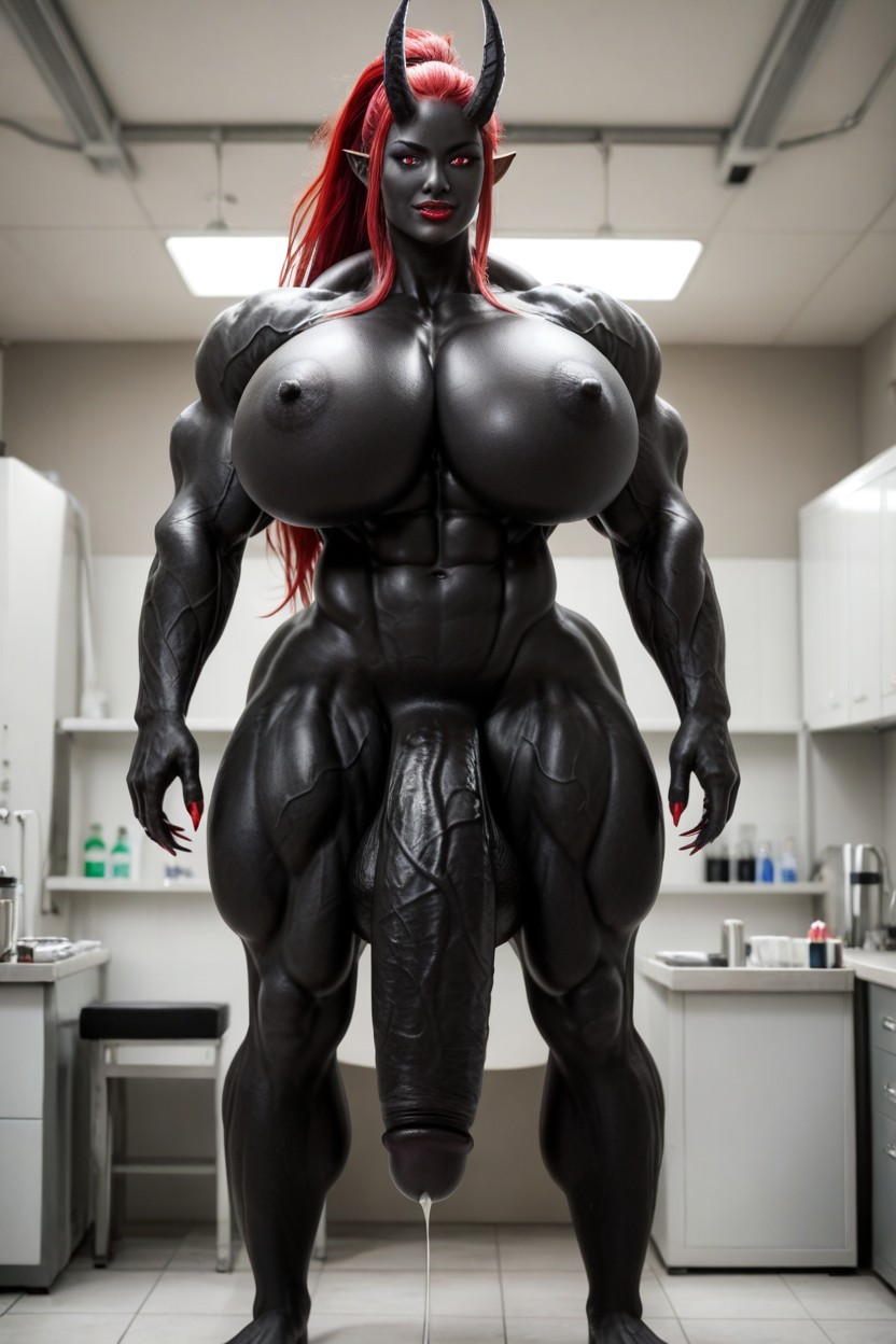 Gigantic Shoulders, Lab, Gigantic Muscle Trapez Shemale AI Porn
