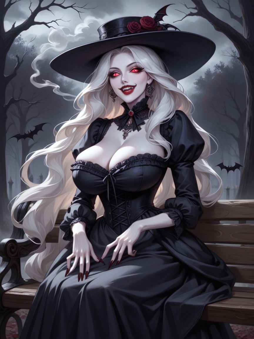 Long Claw Fingernails, Face In Smoke, Very Pale White Skin Hentai AI Porn