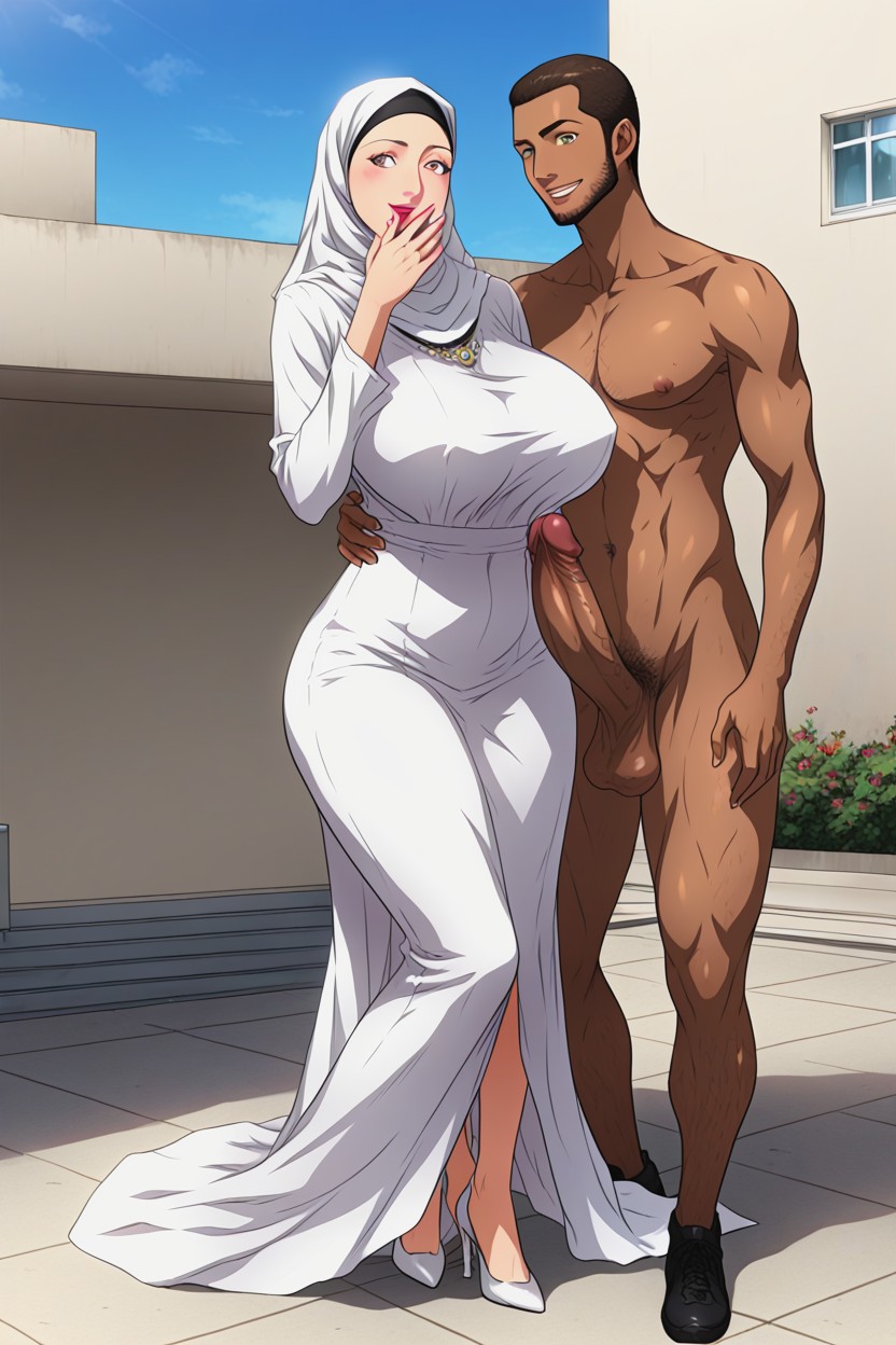 Hand Covering Mouth, Front View, Breast Expansion Hentai AI Porn
