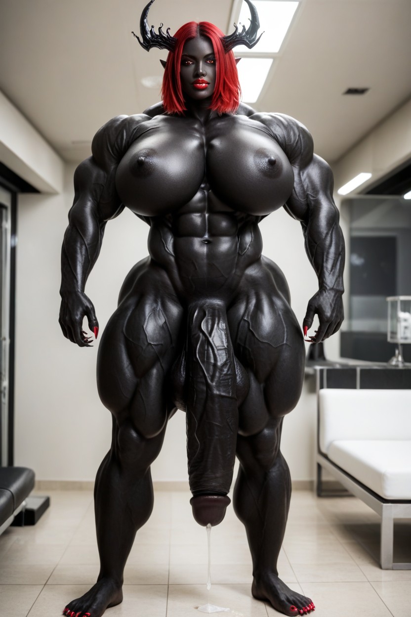 Extremely Long Black Cock, Impossibly Gigantic Black Cock, Hyper Black Balls Shemale AI Porn