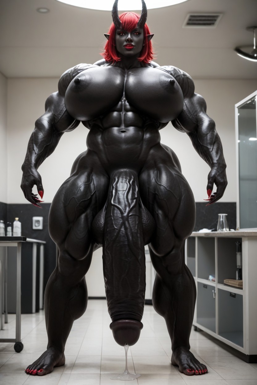 Wide Hips, Standing, Gigantic Muscle Trapez Porno IA transsexuelle