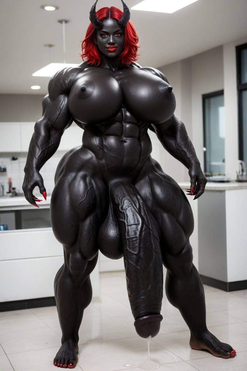 Ultra Muscular, Bottom Heavy, Hyper Black Balls Transfrau KI-Porno