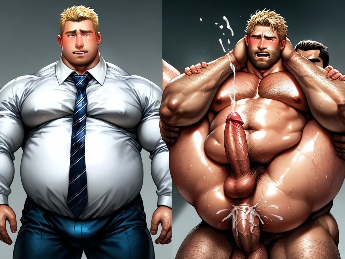 Male With Pecs, Éjaculation, Bouche Bée Porno IA Gay