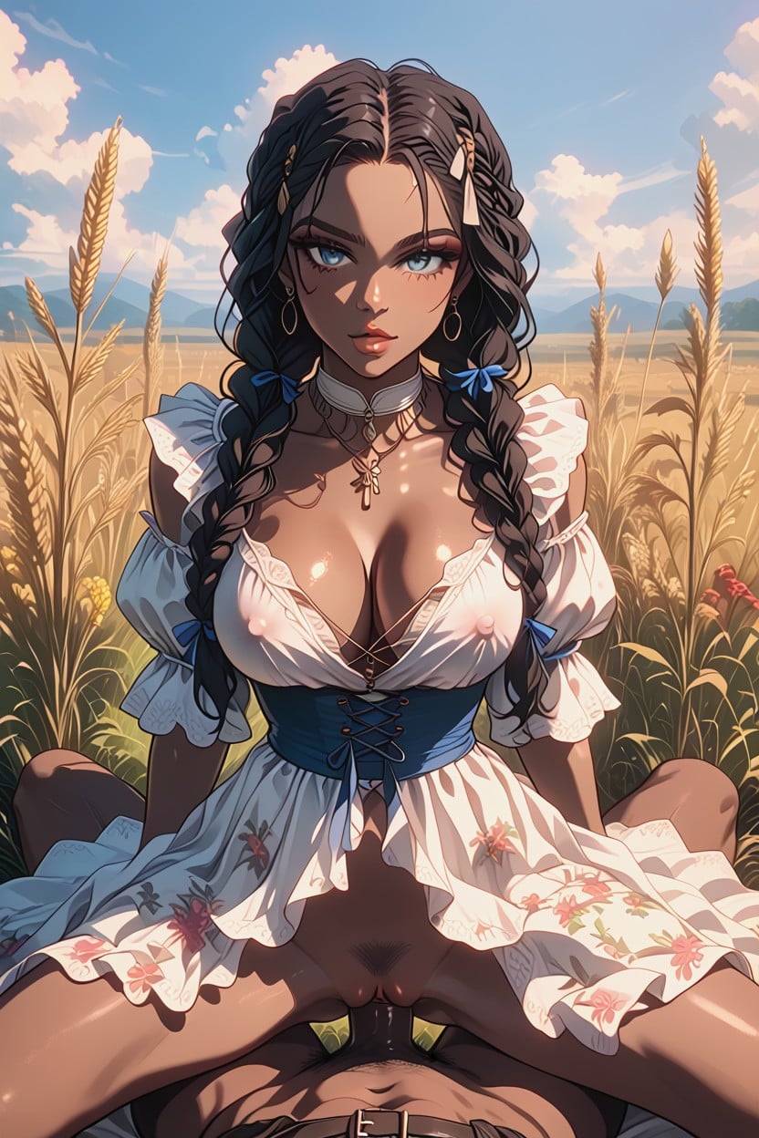 Massive Tits, Blue Eyes, African Male AI Porn