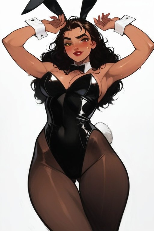 Black Stockings, Blush, Waist Shot Hentai AI Porn