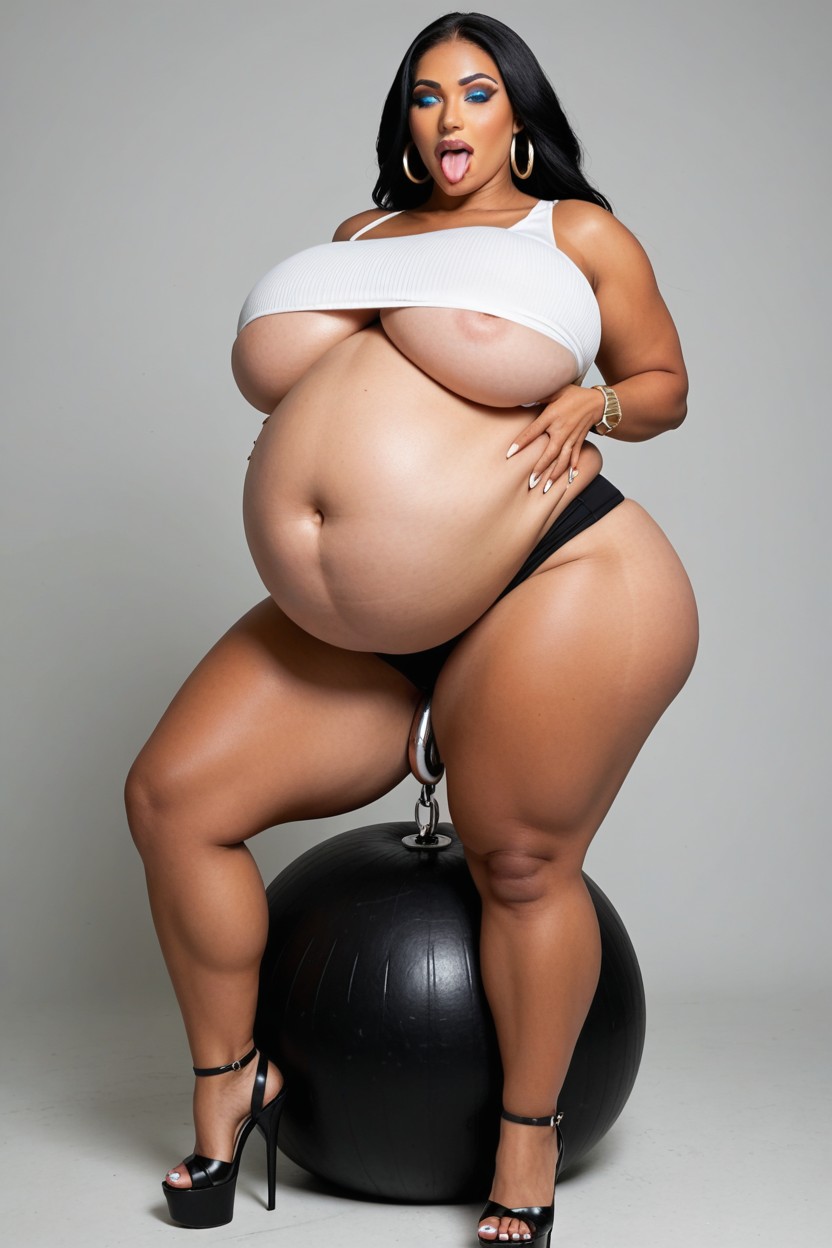 Huge Navel, Hyper Belly, Huge Belly Porno IA transsexuelle