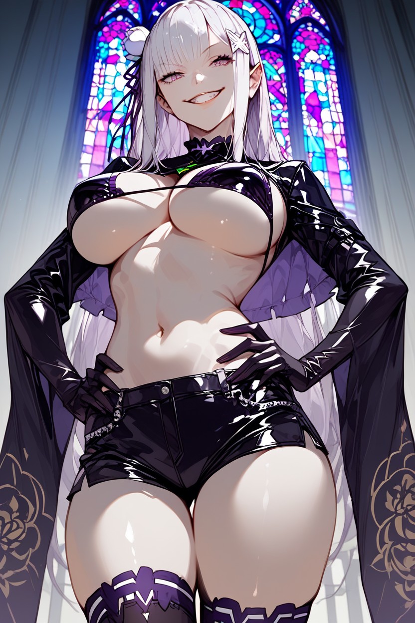 Hands On Hips, Looking Down At Viewer, Adherent Shrug Hentai AI Porn