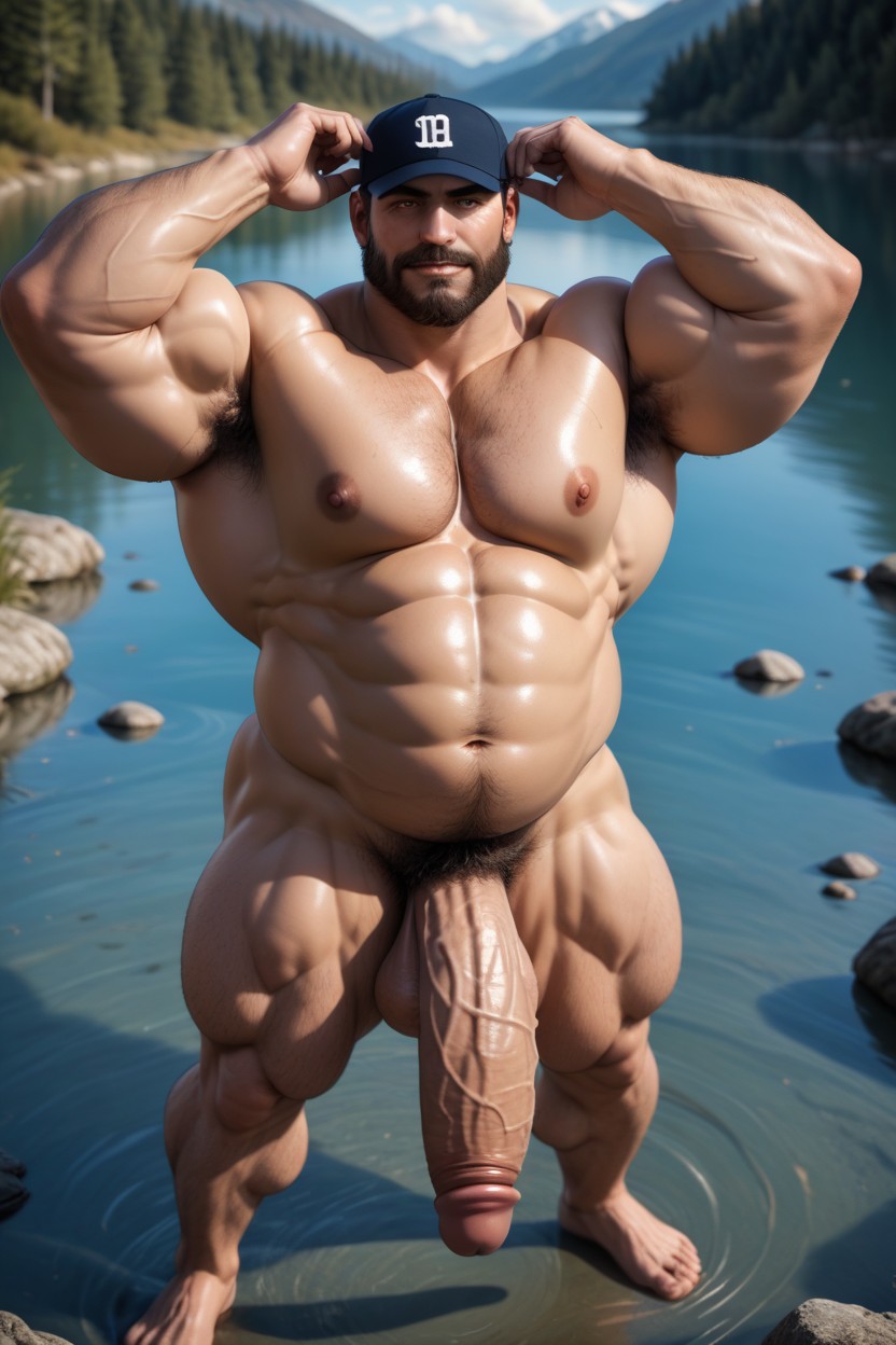 Huge Muscles, Kind Eyes, Hyper Round Biceps ゲイAIポルノ