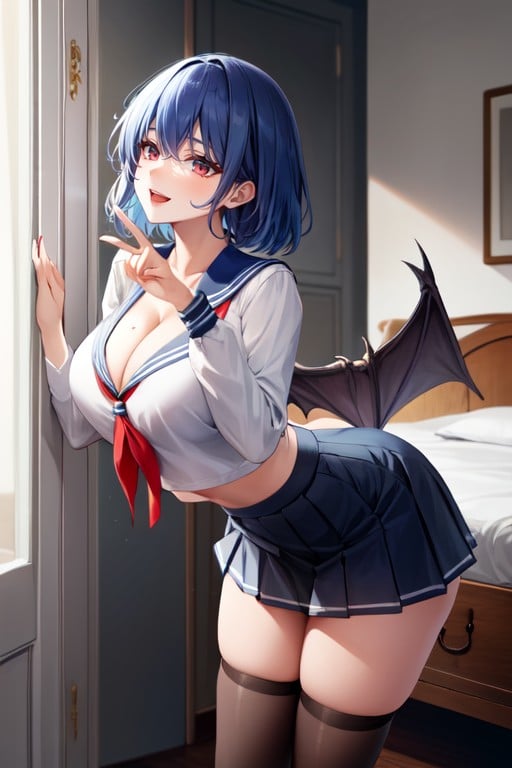 Cute, Continuous Sleeves, Light Blue Hair Hentai AI Porn
