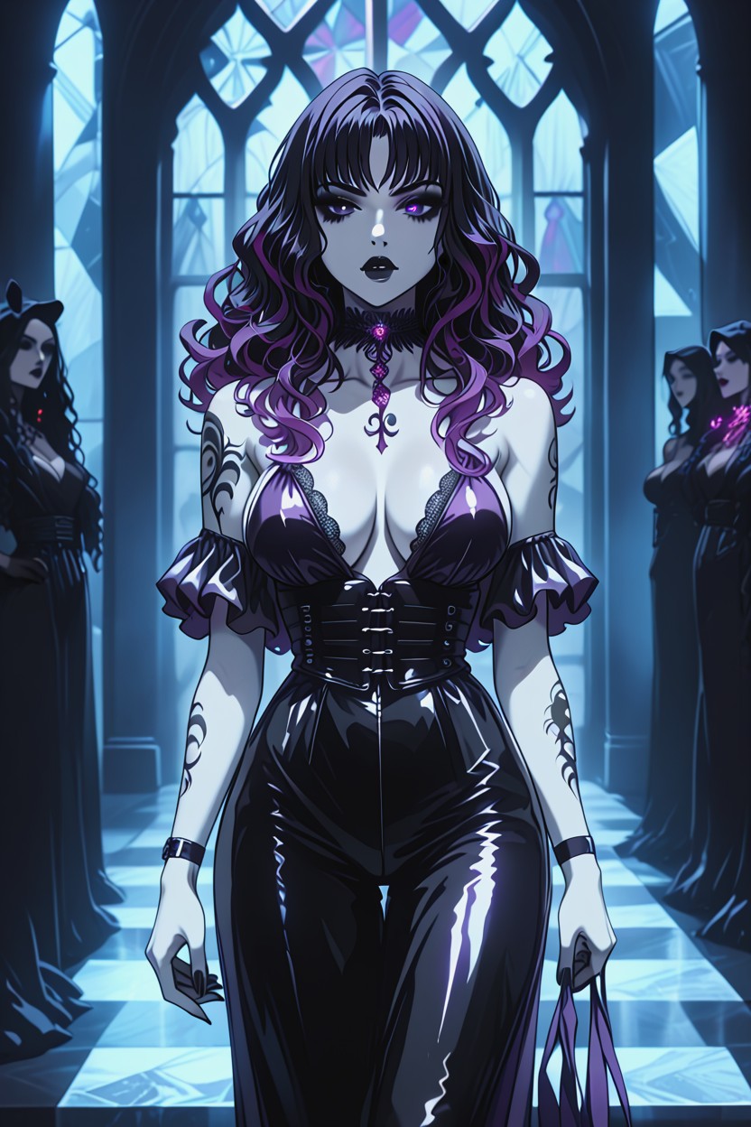 Dark Makeup, Standing In A Grand Mirror Hall Filled With Echoes And Illusions, 25+ Hentai AI Porn