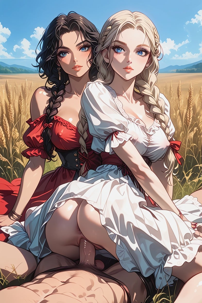 Wearing Slavic Folk Dress, Pulled Tits Out, Breasts Exposed AI Porn