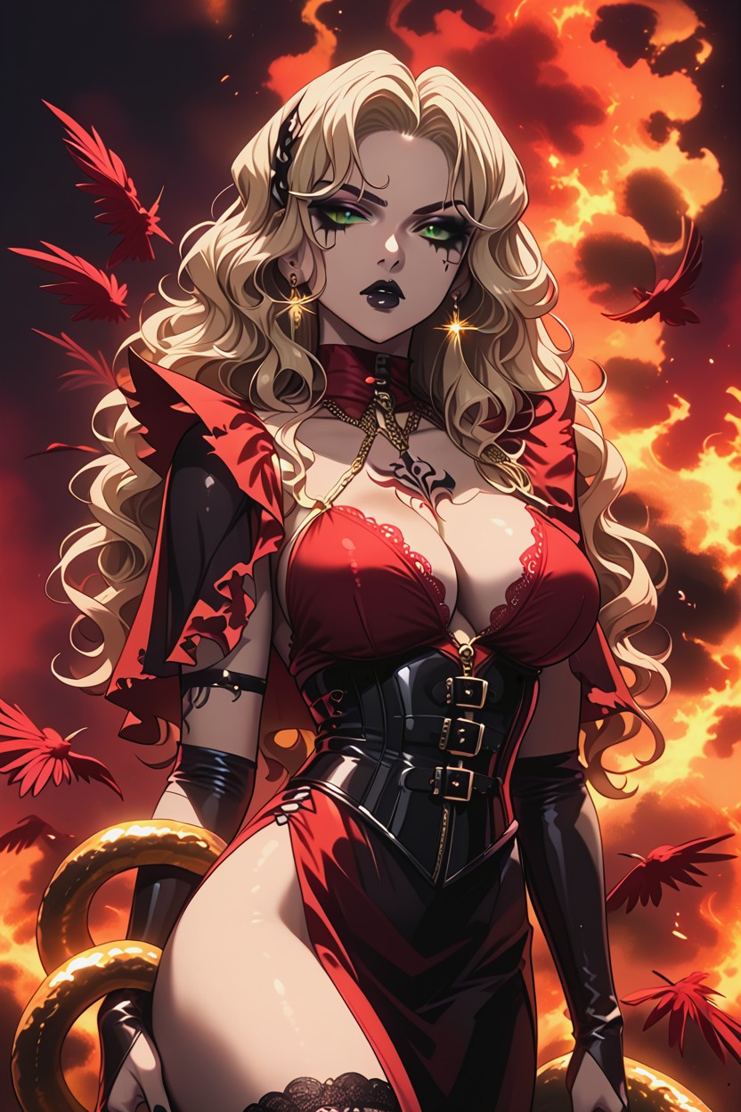 Open Back Design With Gold Chain Straps, 18+, Large Breasts Hentai AI Porn