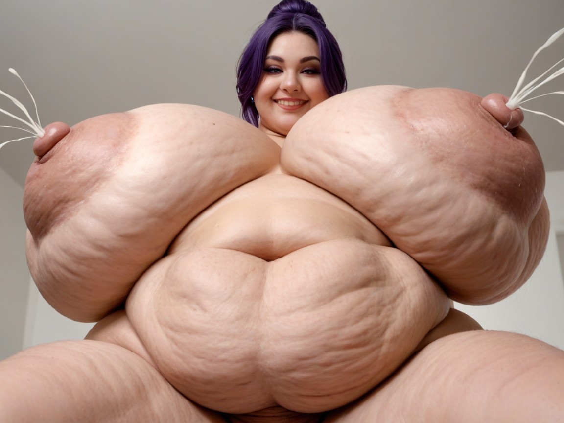 Hyper Detailed Nipples, Hyper Enormous Nipples, Arms Behind Back BBW AI Porn