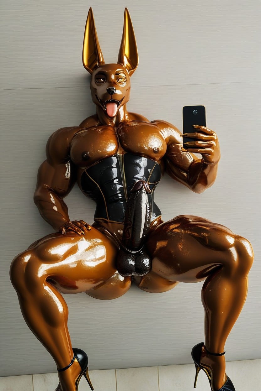 Spreading Ass, Glistening, Oiled Skin Furry AI Porn