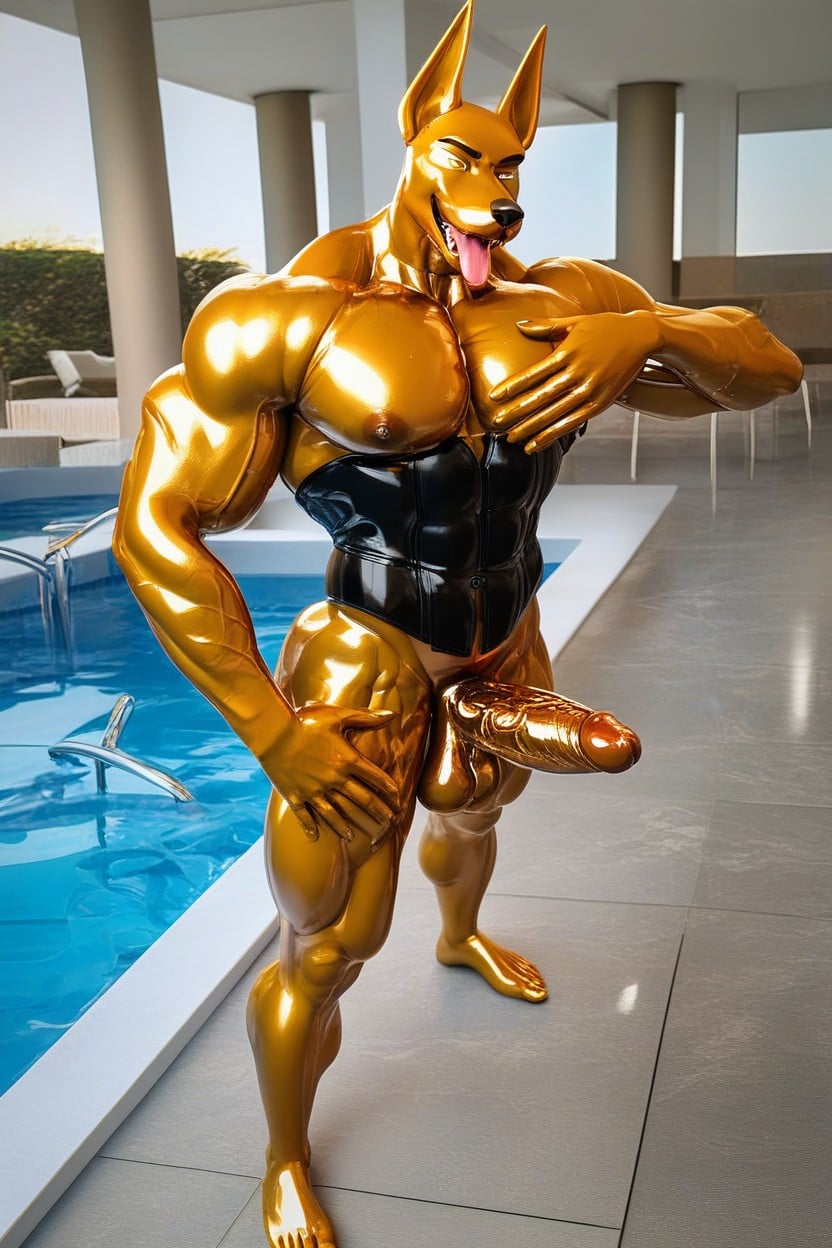 Muscular, Oiled Skin, Oiled Skin Furry AI Porn