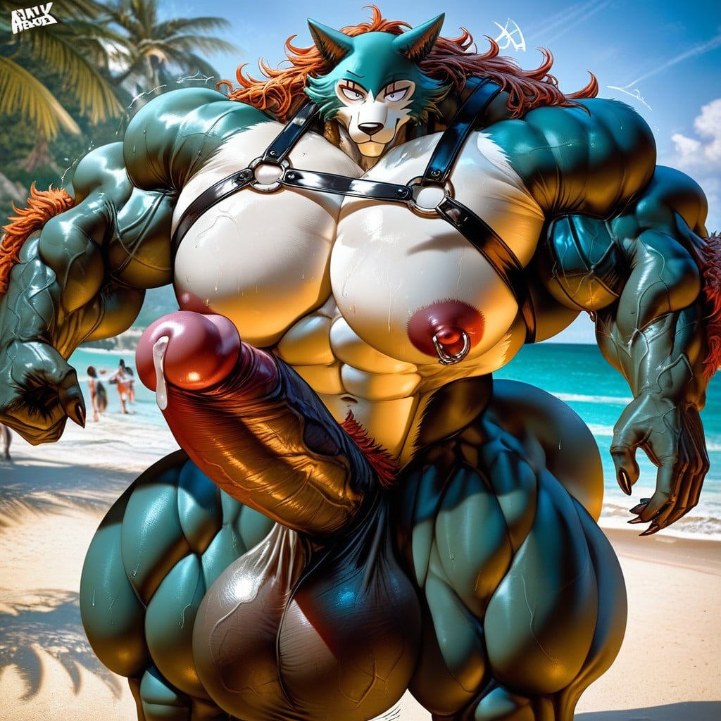 Extremely Long Cock, Beastars, Pierced Nipples Furry AI Porn